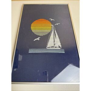 Sailboat at Sunset – Hand-Stitched Needlepoint, Prints Charming Houston TX